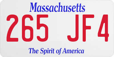 MA license plate 265JF4