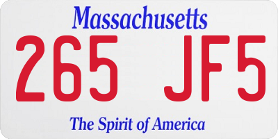 MA license plate 265JF5