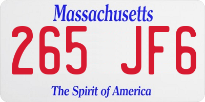 MA license plate 265JF6
