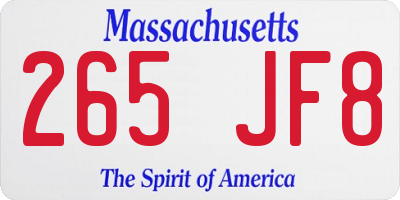 MA license plate 265JF8