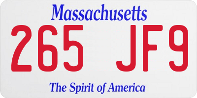 MA license plate 265JF9