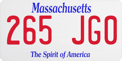 MA license plate 265JG0