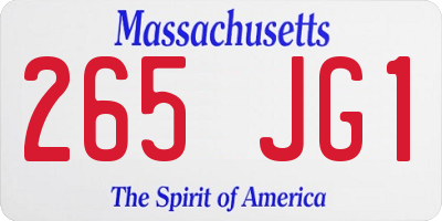 MA license plate 265JG1