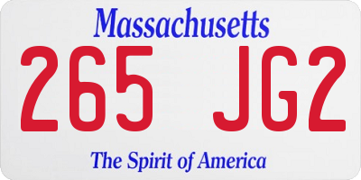 MA license plate 265JG2