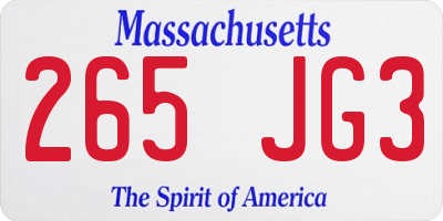 MA license plate 265JG3