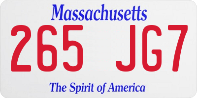 MA license plate 265JG7