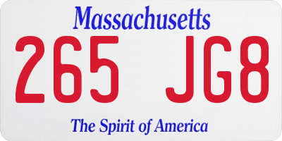 MA license plate 265JG8