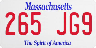 MA license plate 265JG9