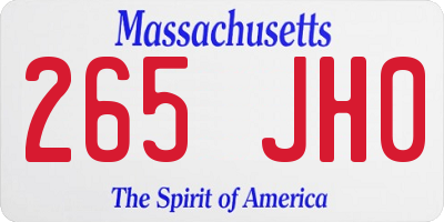 MA license plate 265JH0
