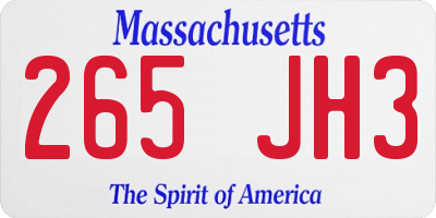 MA license plate 265JH3