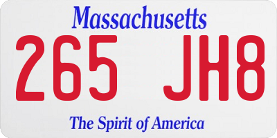 MA license plate 265JH8