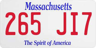 MA license plate 265JI7