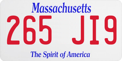 MA license plate 265JI9