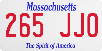 MA license plate 265JJ0