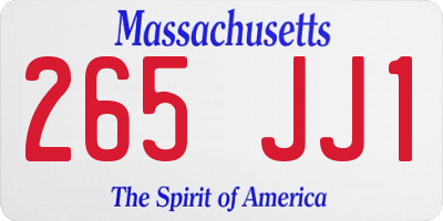 MA license plate 265JJ1