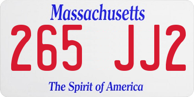 MA license plate 265JJ2