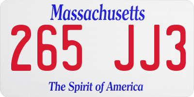 MA license plate 265JJ3