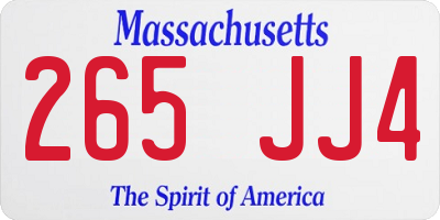 MA license plate 265JJ4