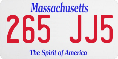 MA license plate 265JJ5