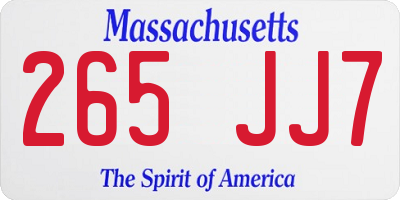 MA license plate 265JJ7