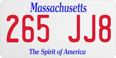 MA license plate 265JJ8