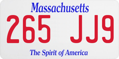 MA license plate 265JJ9