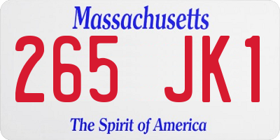 MA license plate 265JK1
