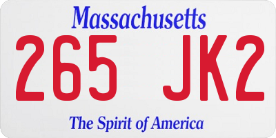 MA license plate 265JK2