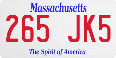 MA license plate 265JK5