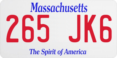 MA license plate 265JK6
