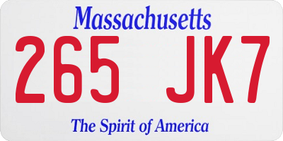 MA license plate 265JK7