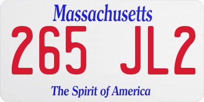MA license plate 265JL2