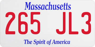 MA license plate 265JL3
