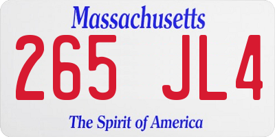 MA license plate 265JL4