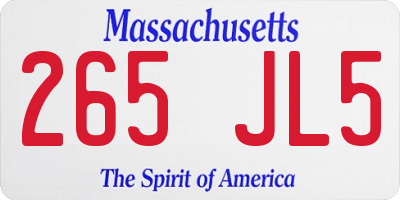 MA license plate 265JL5
