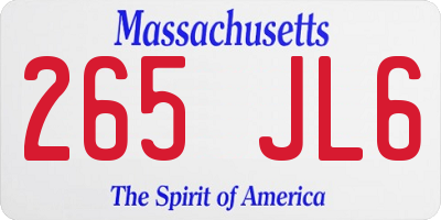 MA license plate 265JL6