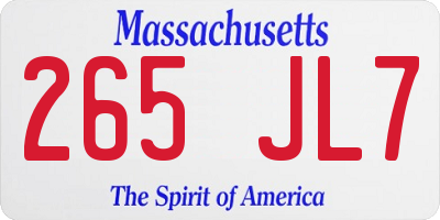 MA license plate 265JL7