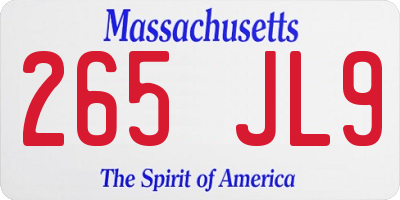 MA license plate 265JL9