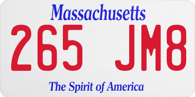 MA license plate 265JM8