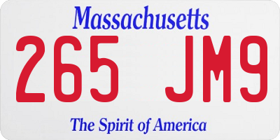 MA license plate 265JM9