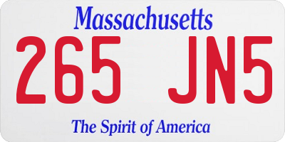 MA license plate 265JN5