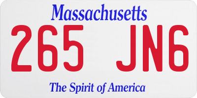 MA license plate 265JN6