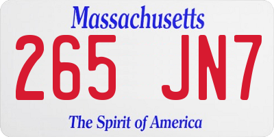 MA license plate 265JN7