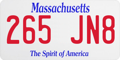 MA license plate 265JN8