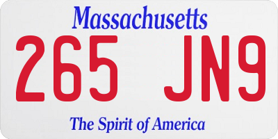 MA license plate 265JN9