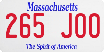 MA license plate 265JO0