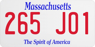 MA license plate 265JO1