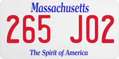 MA license plate 265JO2