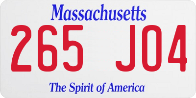 MA license plate 265JO4