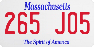 MA license plate 265JO5